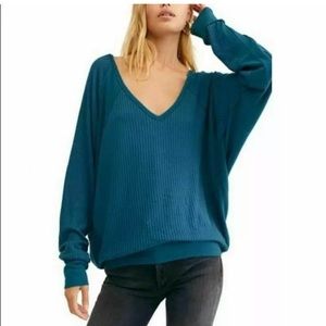 Free People Pallace Teal sz small shirt